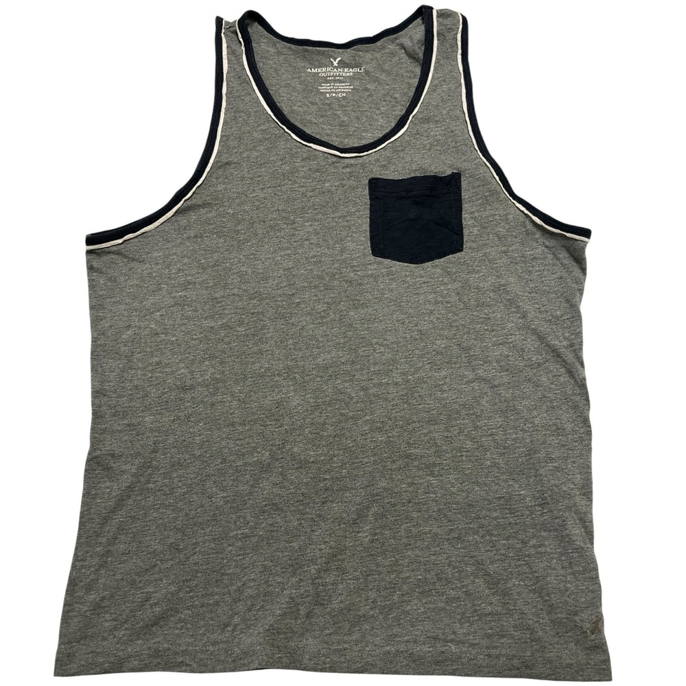 American Eagle AE Men's Navy Pocket Tank Top Shirt Small Blue Gray Soft